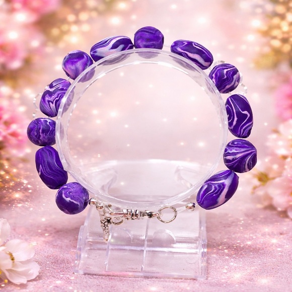 Unique Handmade Polymer Clay Bead Bracelet - Picture 8 of 14